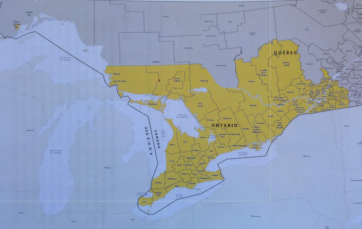 This map from the Canadian Food Inspection Agency shows where Emerald Ash Borer are in Canada.