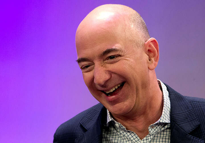 Amazon CEO Jeff Bezos speaks at conference in New York, on December 2, 2014. 