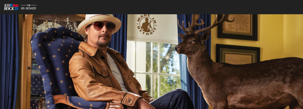 Musician Kid Rock, in an image on the website teasing a possible run for the U.S. Senate.