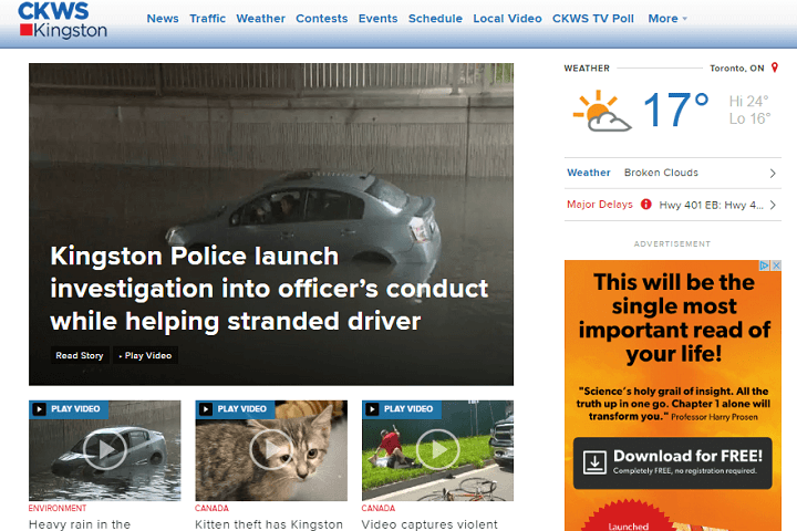 A look at the new CKWS homepage.