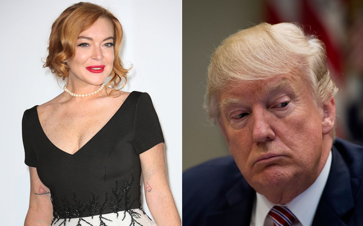 (L-R):Lindsay Lohan and U.S. President Donald Trump.