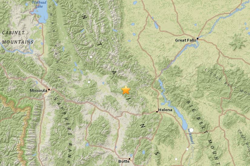 The location of the Montana earthquake.