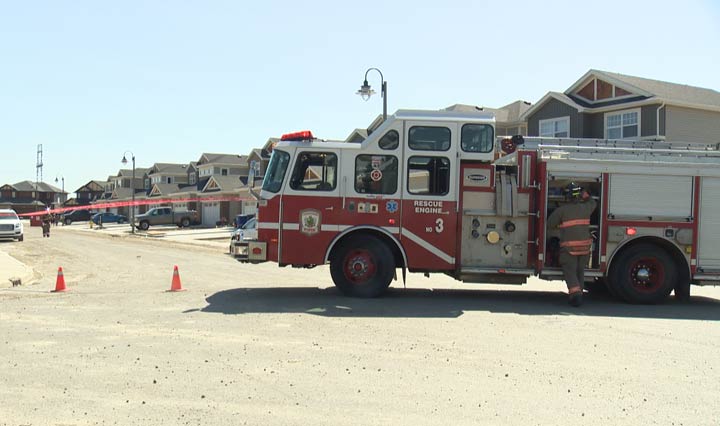 Members of the Saskatoon Fire Department were called to a natural gas leak in the Stonebridge neighbourhood on Sunday afternoon.