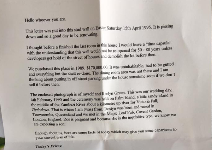 Sasha Ilic was taken back to 1995 by the note he found.
