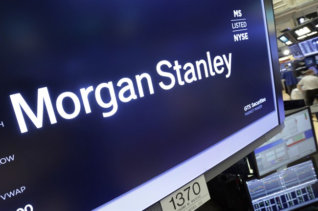 In this Monday, July 17, 2017, photo, the Morgan Stanley logo appears above a trading post on the floor of the New York Stock Exchange. On Wednesday, July 19, 2017,.