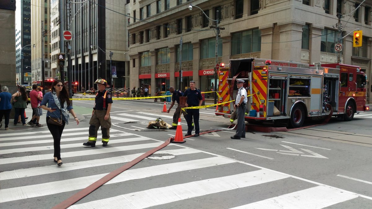 Emergency crews responded to a hydro vault explosion at Adelaide and Bay streets Friday evening.