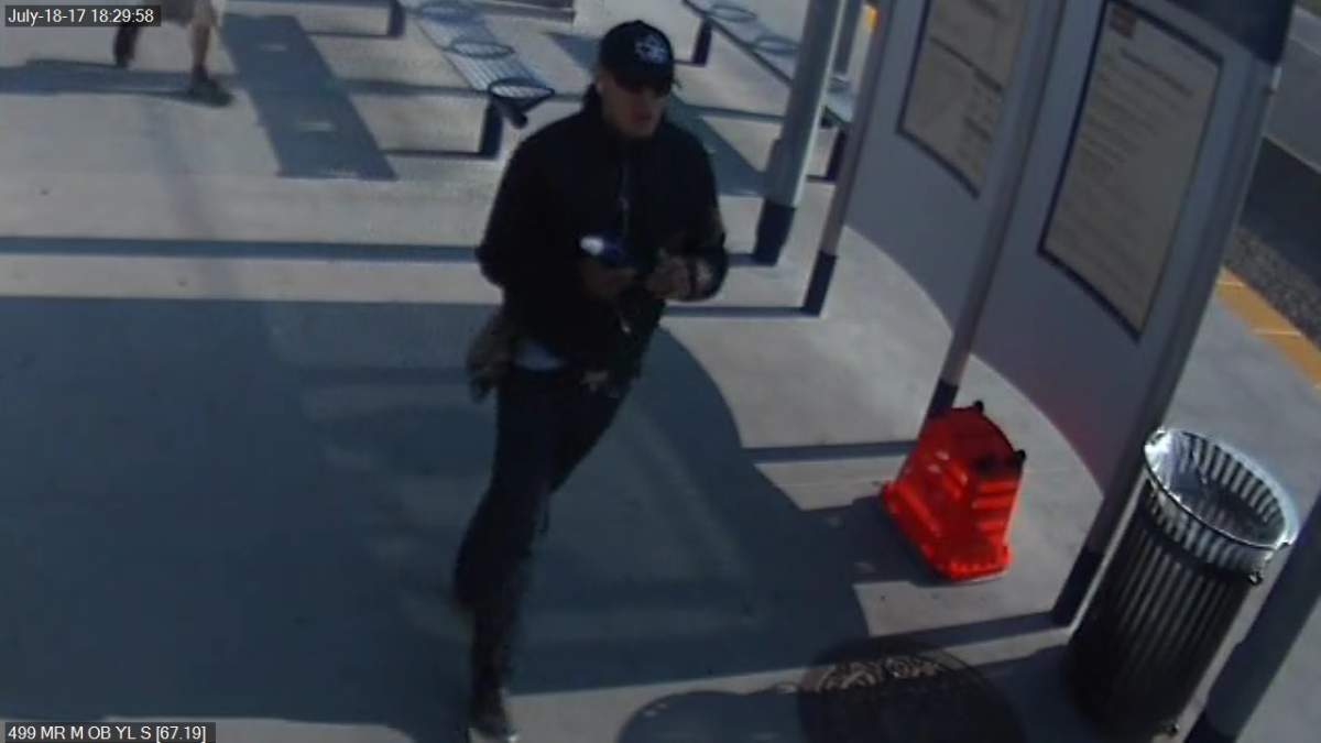 Calgary Police are searching for a man wanted in connection with a stabbing on Calgary's CTrain on July 18,2017.