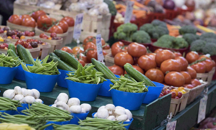 Various vegetables are on display