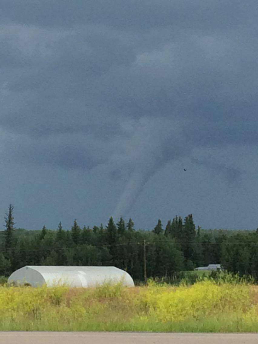 A funnel cloud spotted near Sangudo, Alta. Saturday, July 1, 2017.
