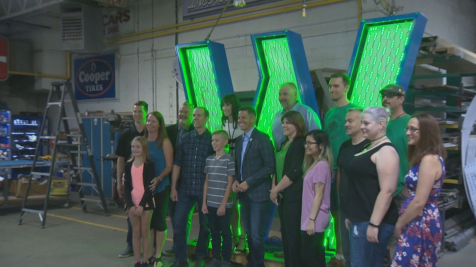 This illuminated "Winnipeg" sign will be placed at The Forks. 