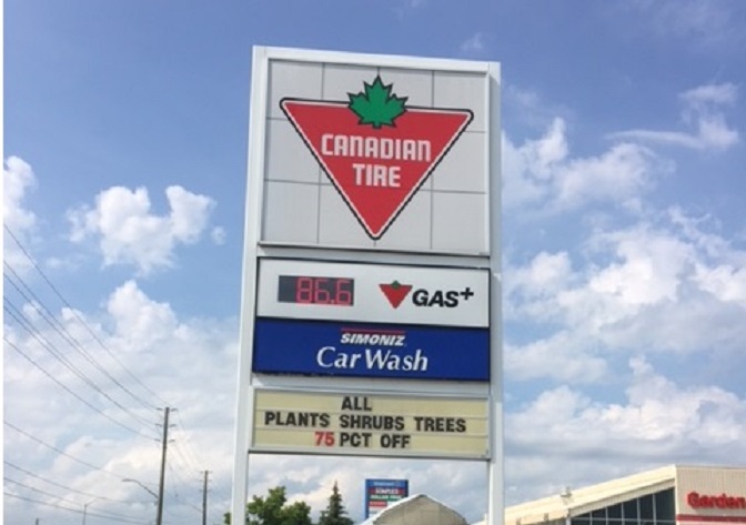 A Canadian Tire gas station in St. Thomas, Ont. was selling gas for the cheapest price in the province, as of Tuesday July 11, 2017.