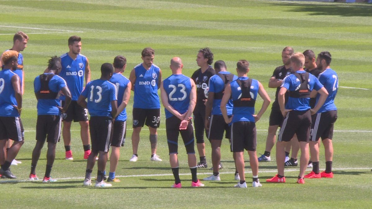 Montreal impact players train, Wednesday July 26, 2017, ahead of game against NY Red Bulls on Saturday July 29.  (Phil Carpenter/Global News).