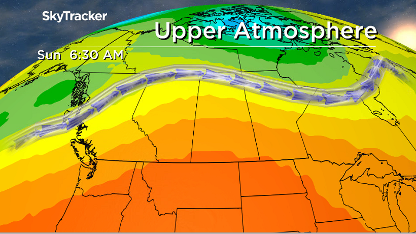 Upper ridge builds back in the heat on Sunday.