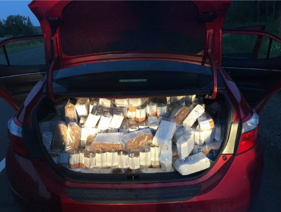 A photo of the approximately 120,000 contraband cigarettes seized by the New Brunswick RCMP on July 18, 2017.