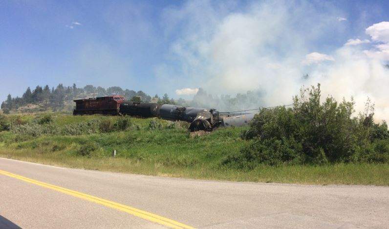 A train derailed near Lundbreck Falls Friday afternoon. 