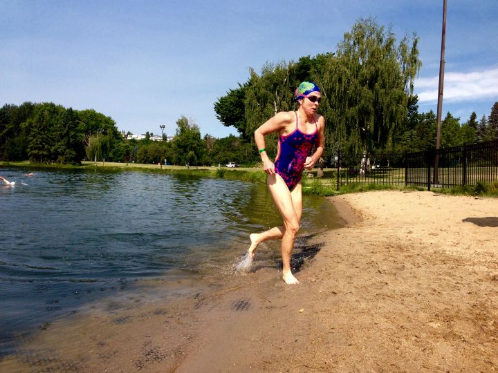 An athlete takes part in the familiarization day at Hawrelak Park on Friday, July 28.