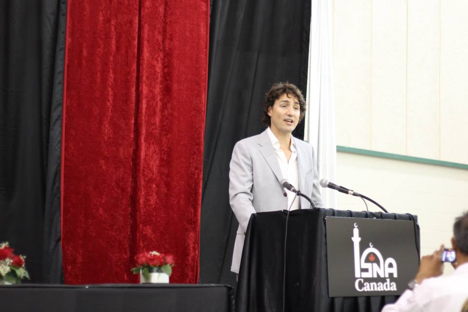 An image from a Facebook post regarding Justin Trudeau's 2013 visit to ISNA-Canada, when he was Liberal leader.