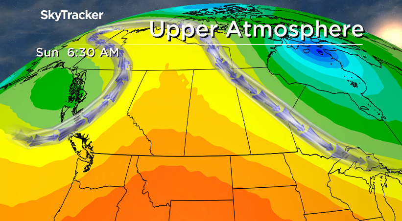 A massive upper ridge pumps the hot air into Saskatchewan this weekend.