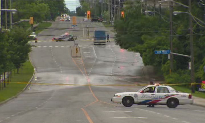 A water main break has closed the intersection of Bayview Avenue and York Mills Road on July 25, 2017.