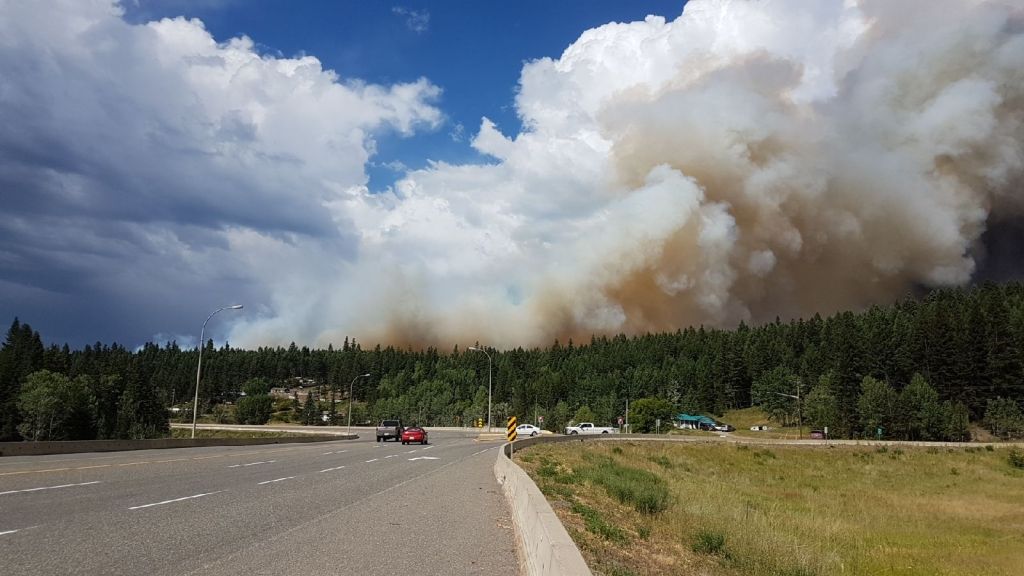 A fire burns near the Williams Lake airport.