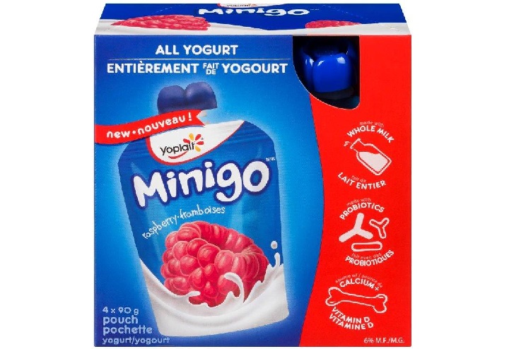 Four yogurt products, including Yoplait Minigo raspberry, shown above, have been recalled.