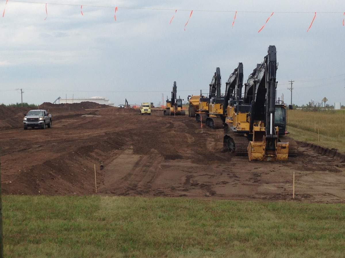 Enbridge launches construction on Line 3 replacement program. Crews get to work in Hardisty, Alta. on Monday, Aug. 7, 2017.