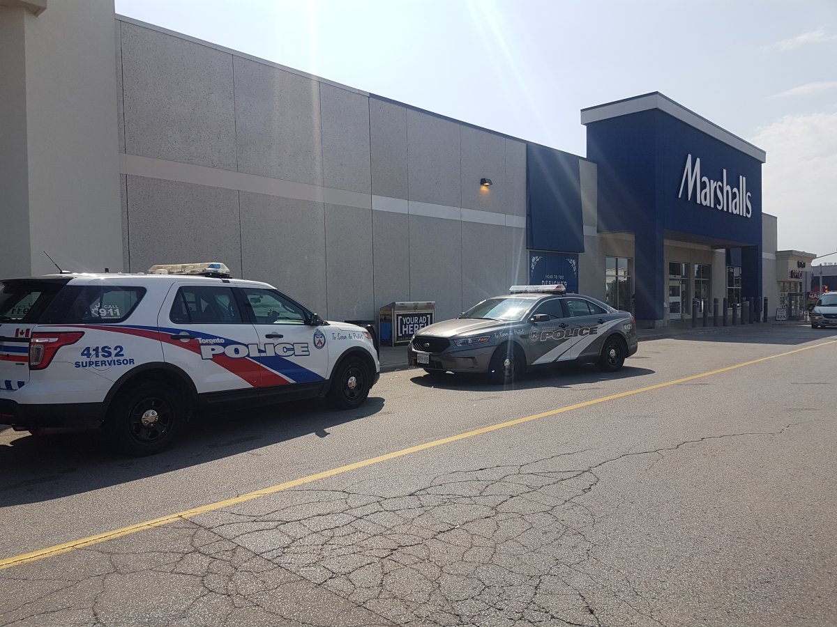 Toronto police on scene of an alleged child abduction attempt inside a department store in Scarborough on Wednesday, Aug. 30.