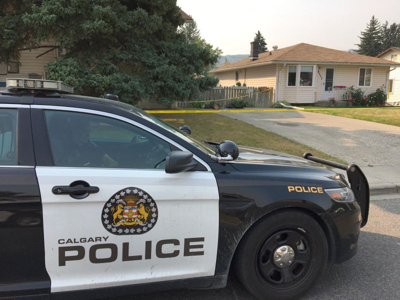Calgary police investigate a suspicious package found in the 6300 block of 31 Avenue N.W. on Wednesday, Aug. 30, 2017. 
