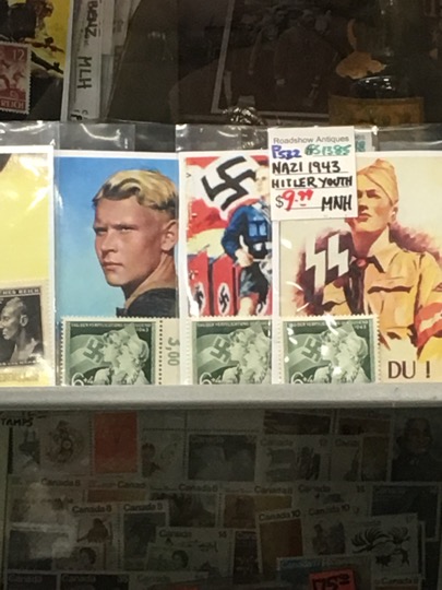 Friends of Simon Wiesenthal Center for Holocaust Studies says various items including stamps featuring Hitler, a Nazi flag and Hitler Youth pins were seen at a Pickering antiques market.