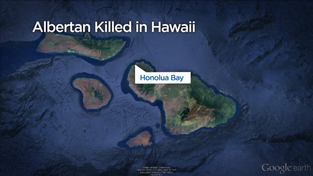 Map of location near Maui, where Alberta’s William Torrie died while snorkeling.