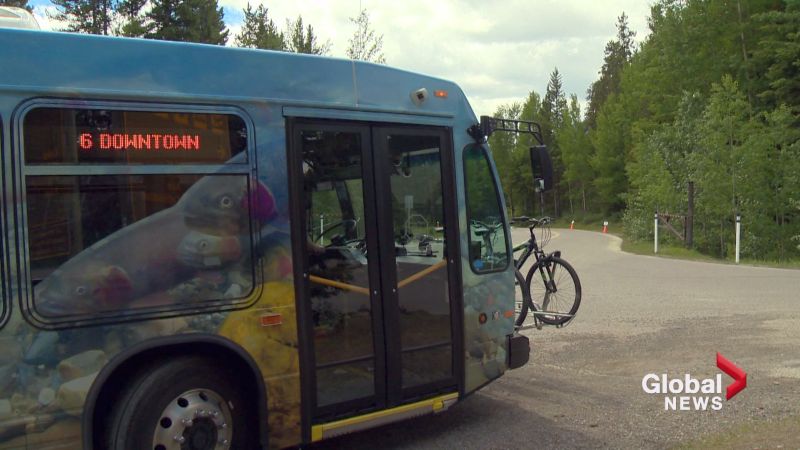 A Roam transit bus in Banff, Alta. 