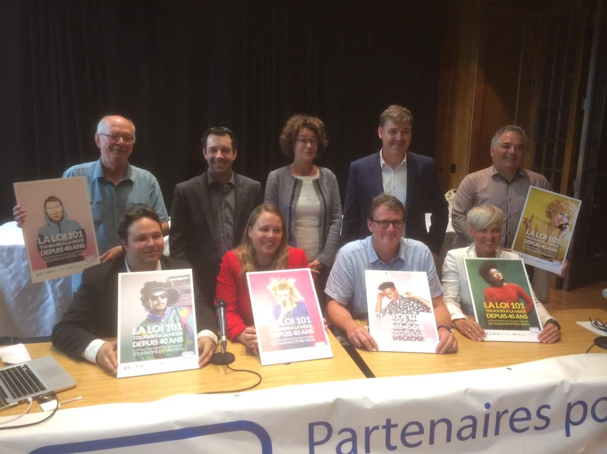 Partenaires pour un Québec français celebrate Bill 101's 40th year, Tuesday, August 22, 2017.