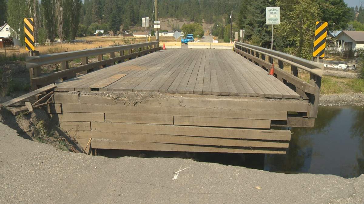 The bridge over the Salmon River at Heywood-Armstrong Road has been closed for months.