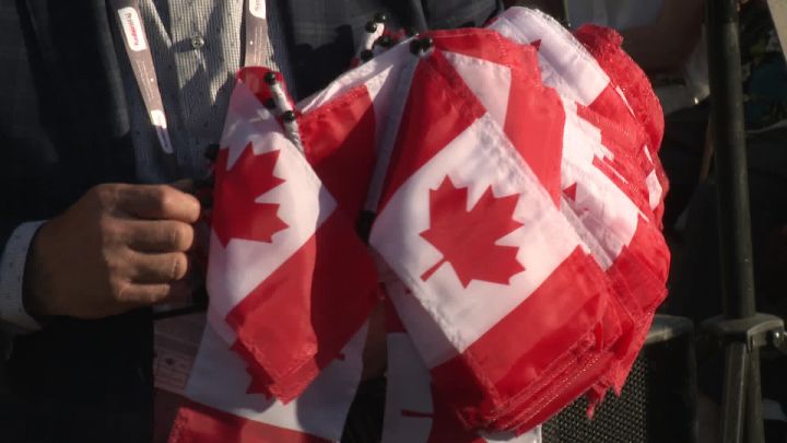 Canadian flags at citizenship ceremony