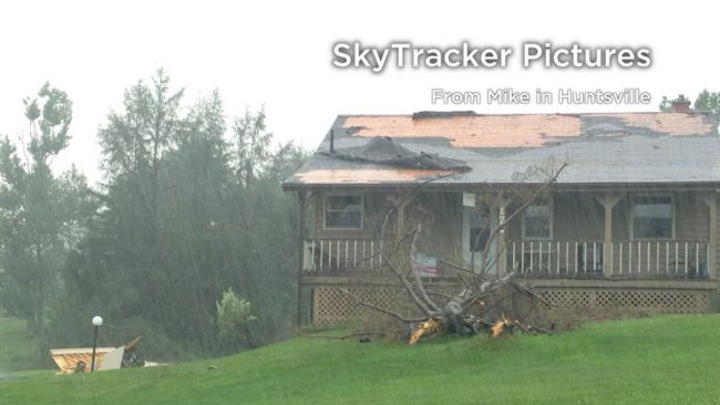 A picture sent to Global News Friday afternoon shows a damaged home in Huntsville.