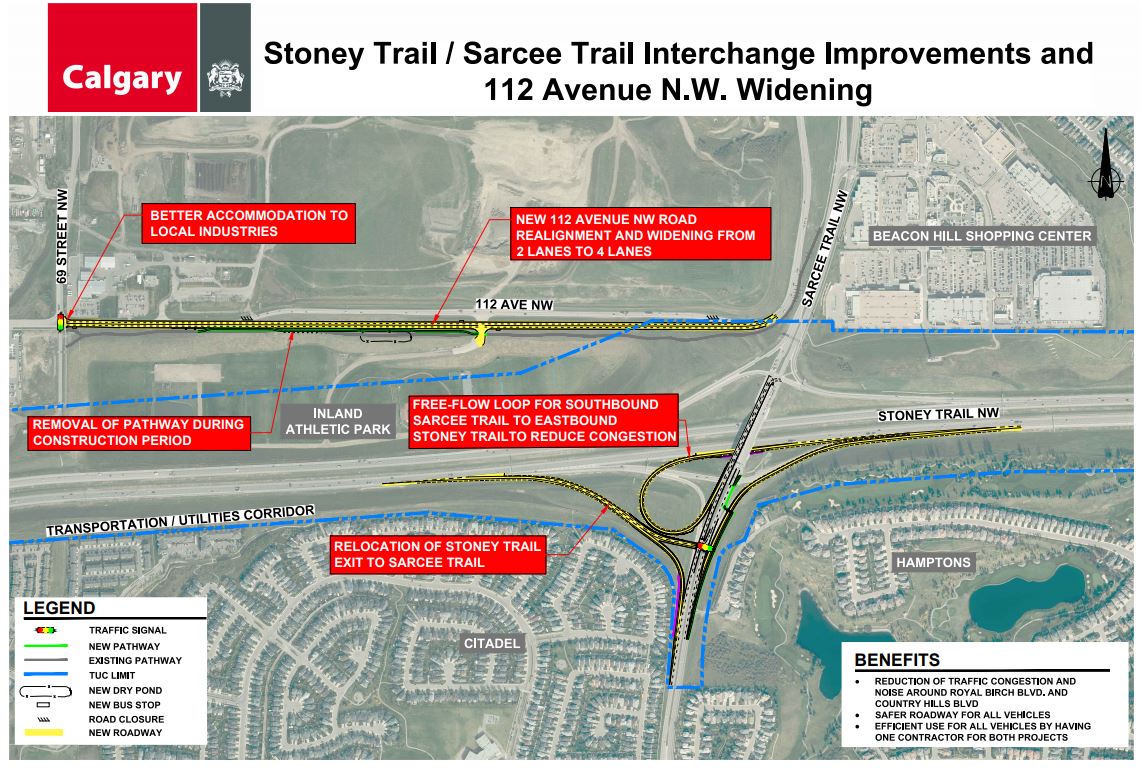 Design of both Stoney-Sarcee interchange and 112 Ave N.W. widening.