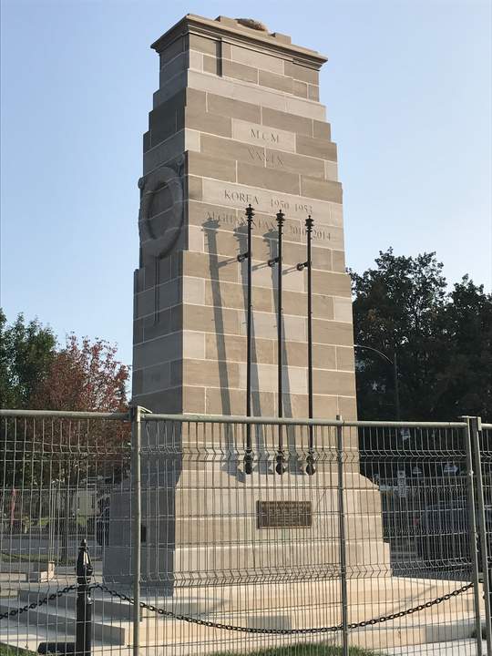 The newly-renovated monument's dates for the Afghanistan conflict read 2010-2014. The correct dates are 2001-2014.