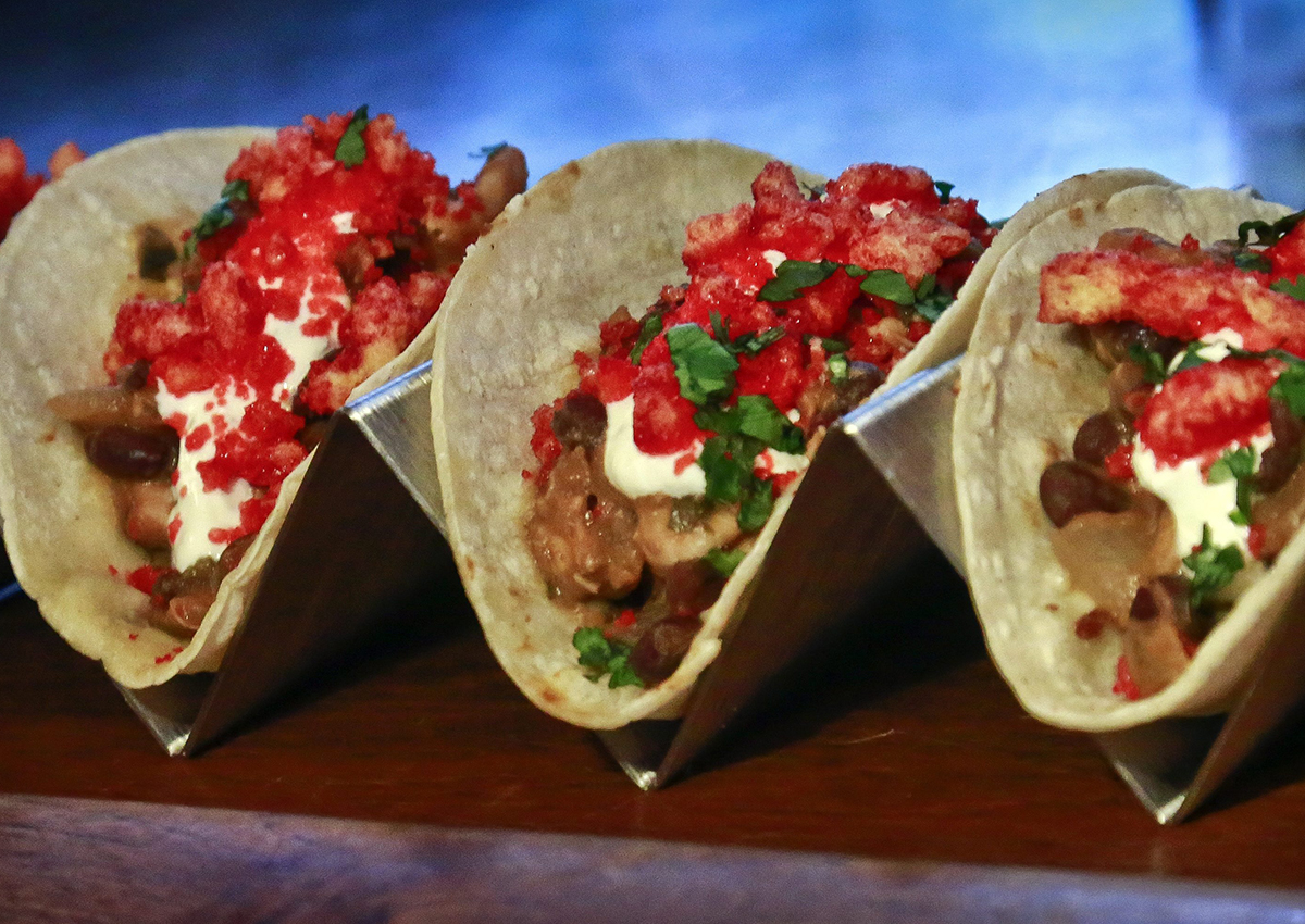 Tacos made with Cheetos is shown during a press preview for a three-day pop-up restaurant featuring an all-Cheetos menu, Tuesday Aug. 15, 2017, in New York.