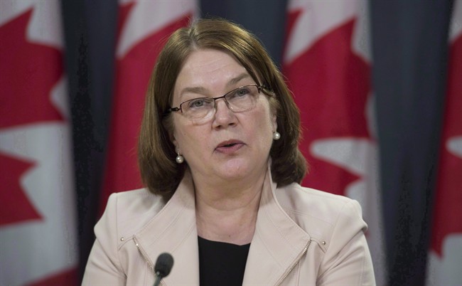 Jane Philpott, Minister of Health speaks during a news conference in Ottawa, Thursday April 13, 2017.