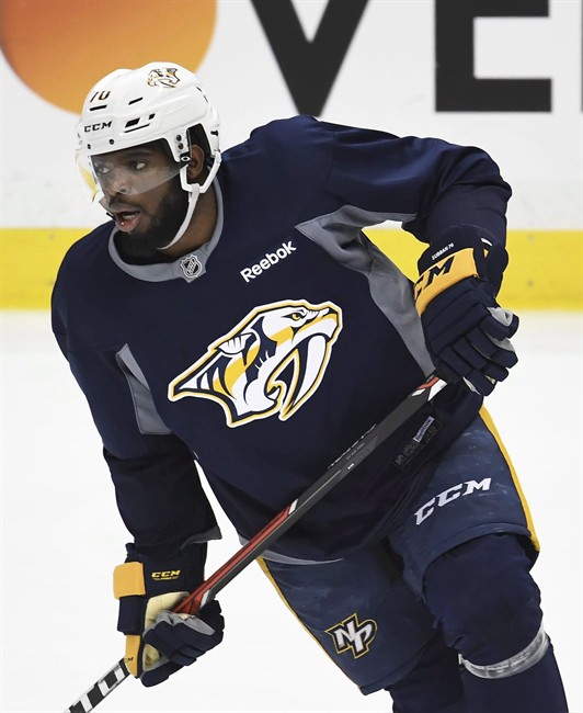 Nashville Predators P.K. Subban skates up ice during afternoon hockey practice before Game 2 of the Stanley Cup Finals against the Pittsburgh Penguins at PPG Paints Arena in Pittsburgh, Wednesday, May 31, 2017. 