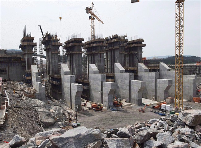 The construction site of the hydroelectric facility at Muskrat Falls, Newfoundland and Labrador is seen on July 14, 2015.