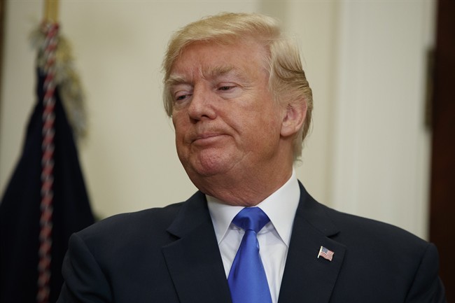 U.S. President Donald Trump listens in the Roosevelt Room of the White House in Washington, Wednesday, Aug. 2, 2017,.