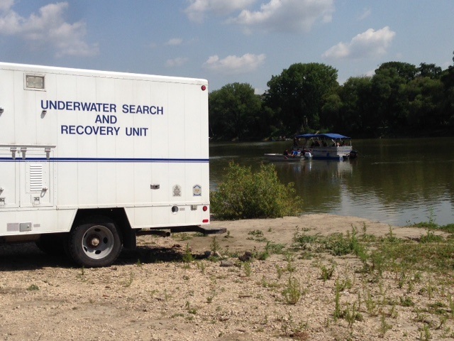 The Winnipeg Police Dive Unit is searching the Red River near the Redwood Bridge. 
