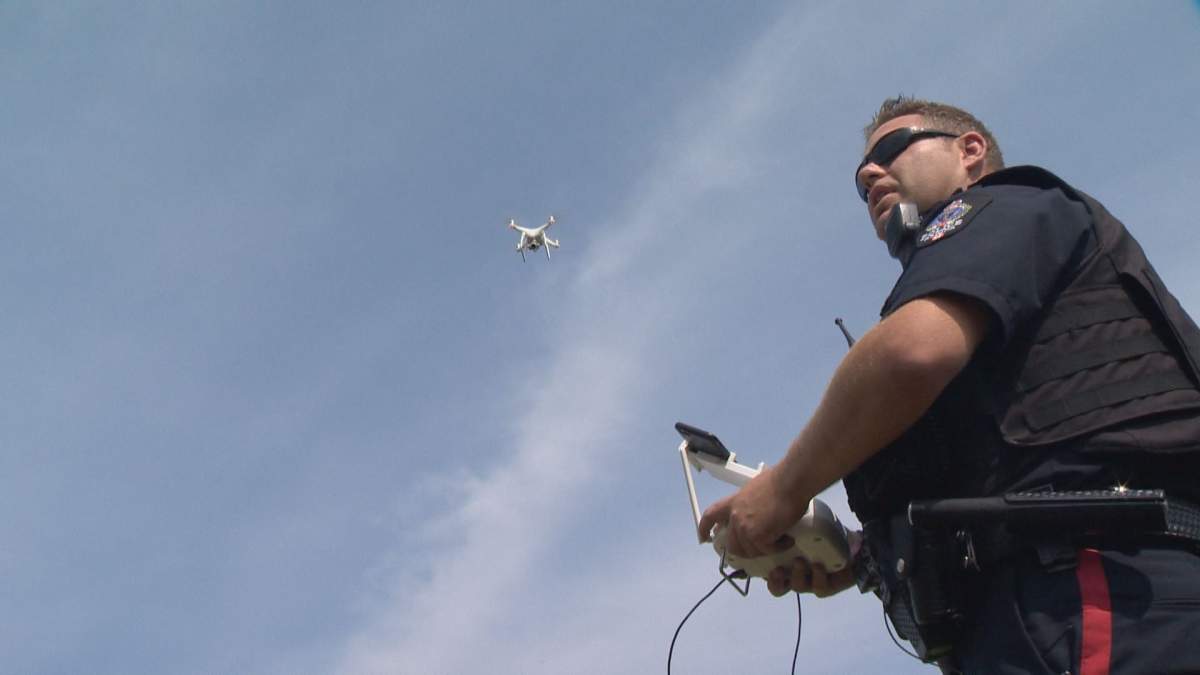 Cst. Curtis Warnar pilots a Regina Police Service UAV.