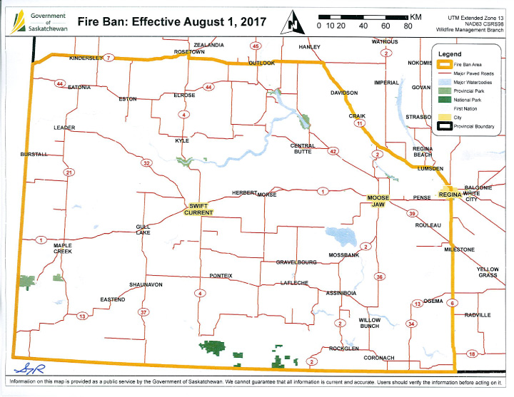 Because of extreme wildfire hazards, the Ministries of Environment and Parks, Culture and Sport have banned all open fires on provincial Crown land in southwest Saskatchewan. 