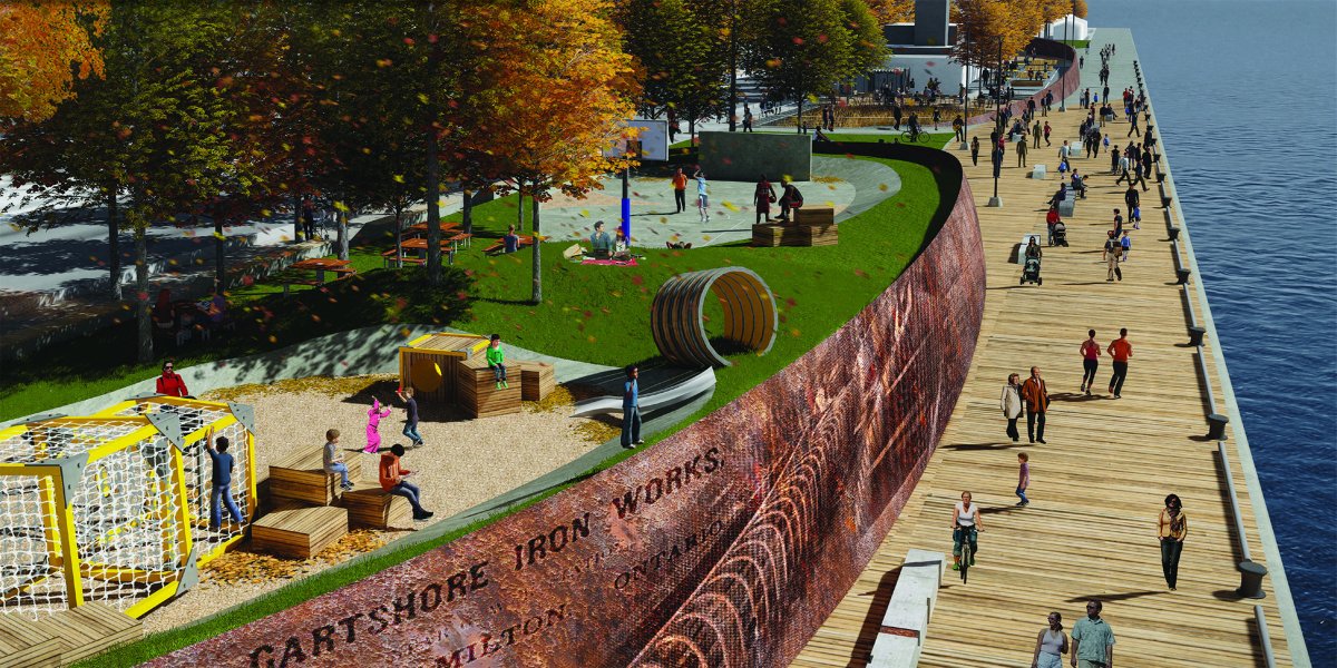 The design for the Pier 8 Promenade Park is based on the city's marine and industrial heritage.
