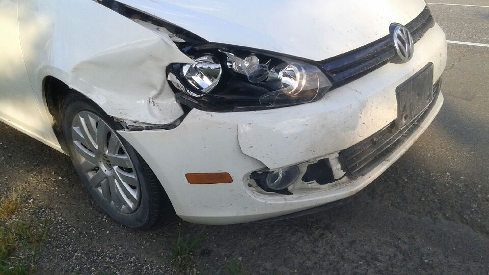 The damaged front of the car that hit grizzly bear 164 on the Trans-Canada Highway near Canmore on July 28.