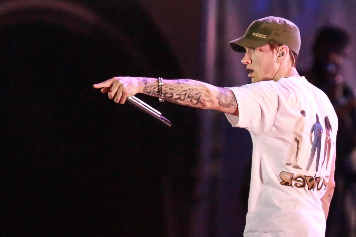 Eminem performs during 2016 Lollapalooza Brazil Day 1 at the Interlagos circuit on March 12, 2016 in Sao Paulo, Brazil.