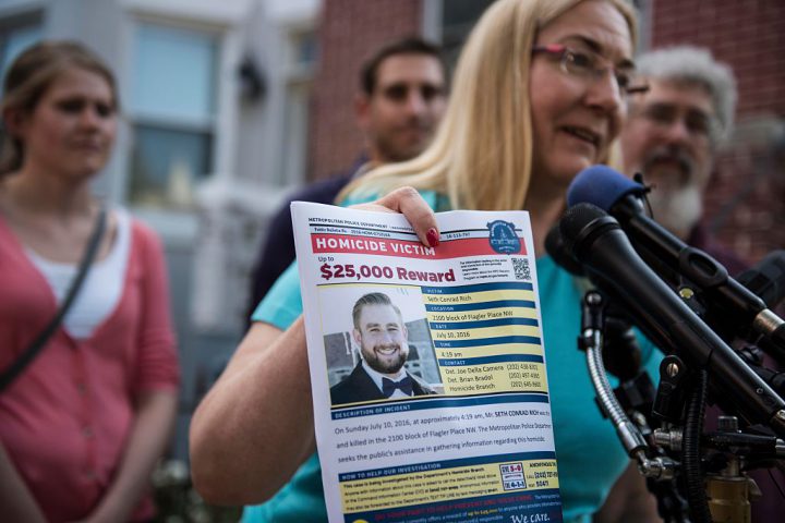 Mary Rich, the mother of slain DNC staffer Seth Rich, gives a press conference in Bloomingdale on August 1, 2016. 