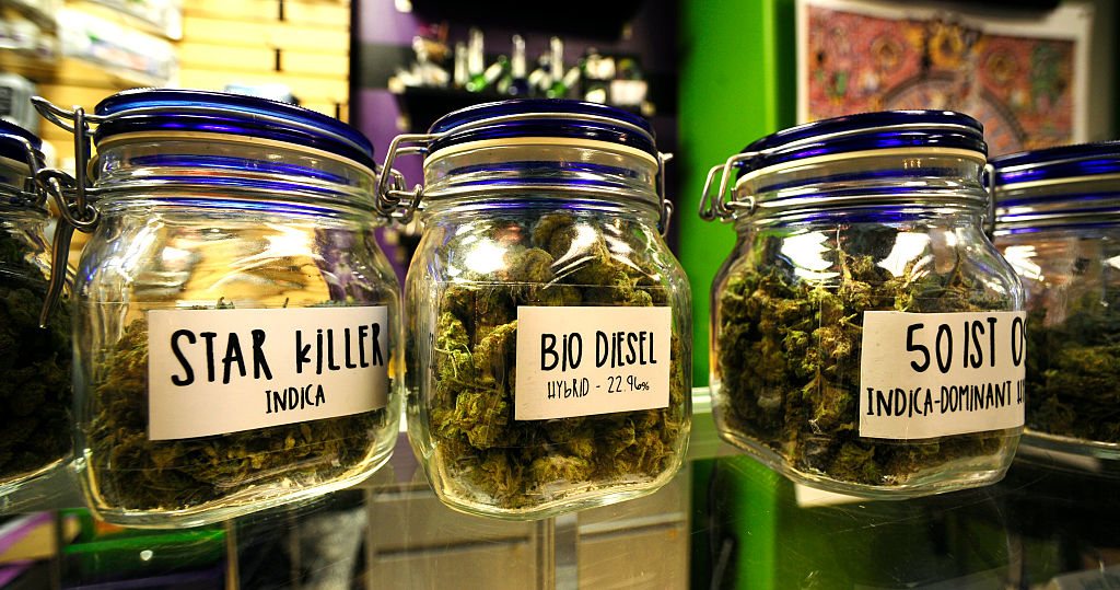 Different varieties of marijuana are offered for sale in Denver, Co. in this file image. 

DENVER, CO - April 25, 2016: The Colfax Pot Shop takes pride in their marijuana flower, on display at their recreational cannabis shop on Colfax Ave in Denver, CO. (Photo by Vince Chandler / The Denver Post).